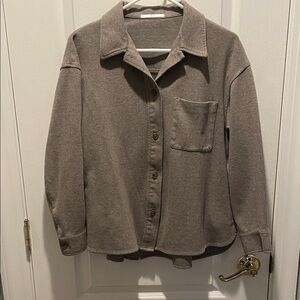 Uniqlo Taupe Knit Shirt Jacket